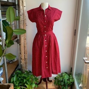 Vintage Laura Ashley Cotton Red Dress US 8 UK 10